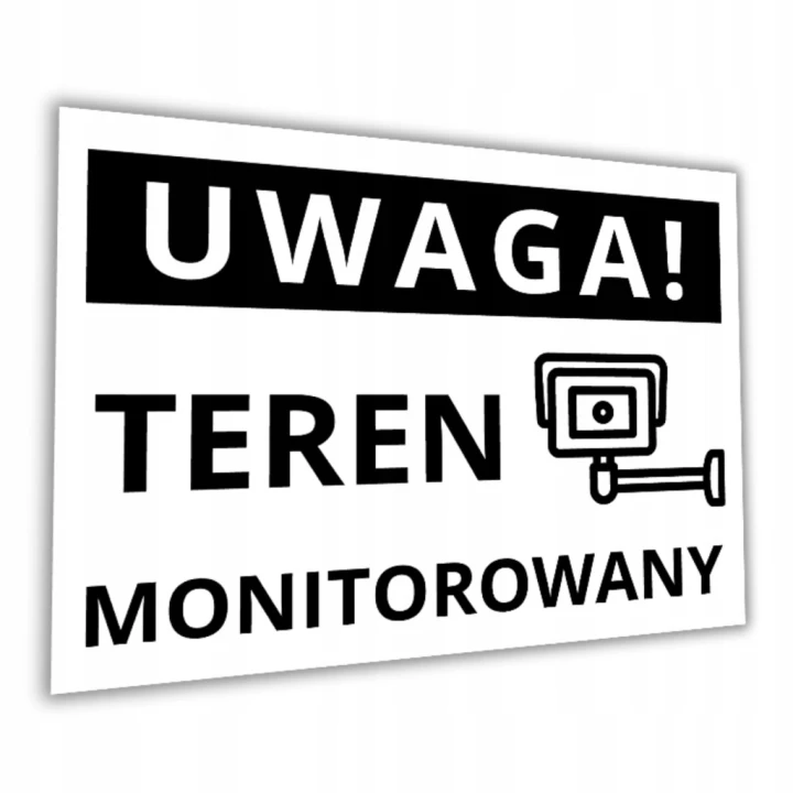 Tabliczka UWAGA TEREN MONITOROWANY 40x30cm kamera Druk UV informacyjna PCV