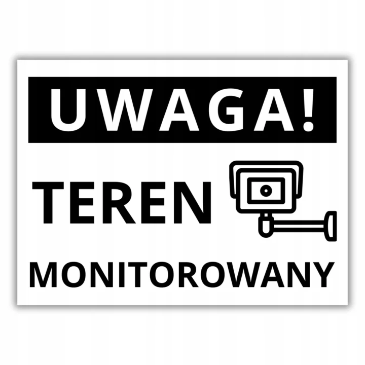 Tabliczka UWAGA TEREN MONITOROWANY 40x30cm kamera Druk UV informacyjna PCV
