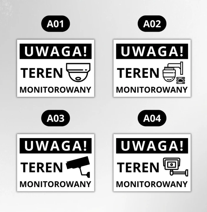 Tabliczka UWAGA TEREN MONITOROWANY 40x30cm kamera Druk UV informacyjna PCV