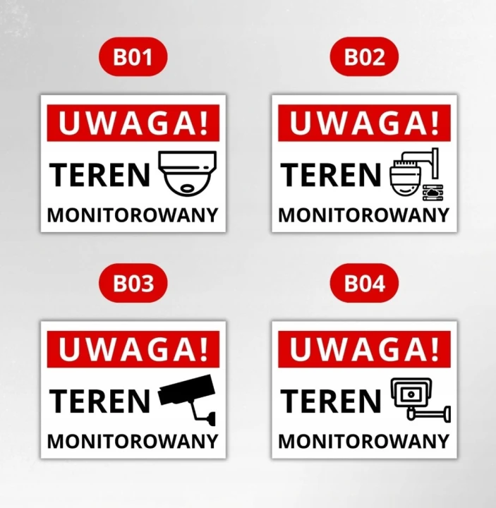 Tabliczka UWAGA TEREN MONITOROWANY 40x30cm kamera Druk UV informacyjna PCV