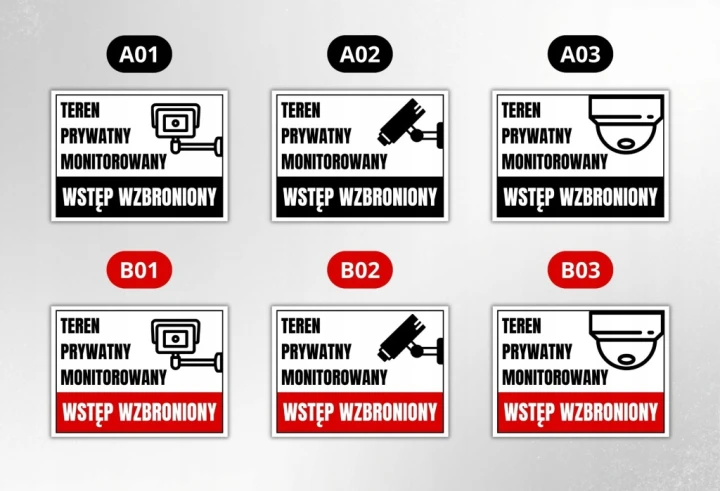 Tabliczka TEREN PRYWATNY MONITOROWANY WSTĘP WZBRONIONY 40x30cm PCV Druk UV