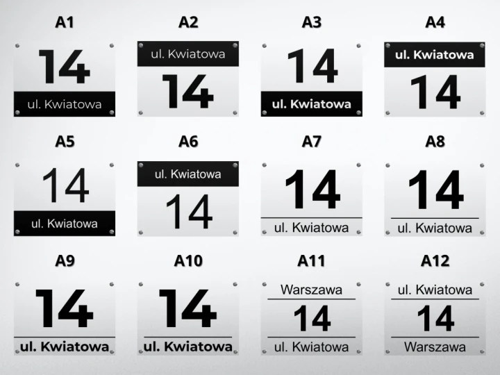 Duża przezroczysta tabliczka adresowa 40x30 numer domu ulica plexi DYSTANSE