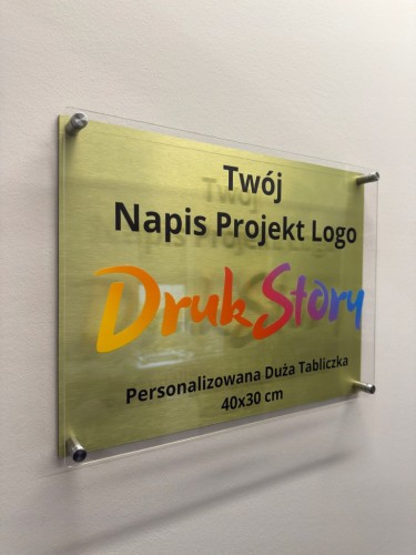 Złota tabliczka 40x30 cm personalizowana projekt reklama logo szyld plexi