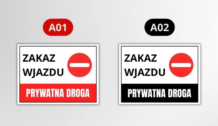 Duża Tabliczka ZAKAZ WJAZDU PRYWATNA DROGA 40x30cm informacyjna PCV Druk UV