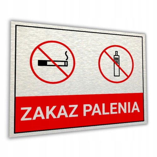 Tabliczka ZAKAZ PALENIA 40x30cm informacyjna nierdzewna Druk UV aluminium