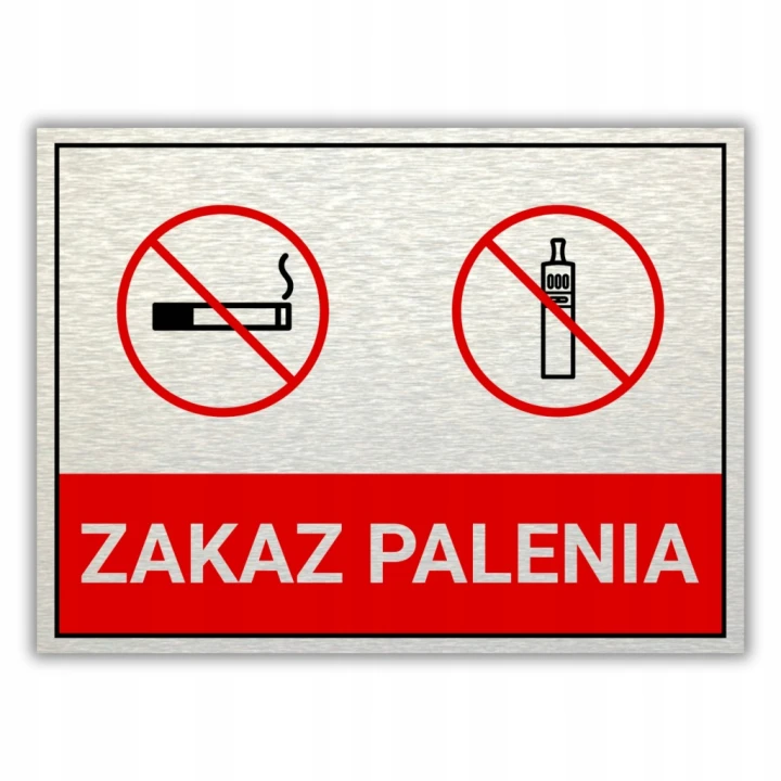 Tabliczka ZAKAZ PALENIA 40x30cm informacyjna nierdzewna Druk UV aluminium