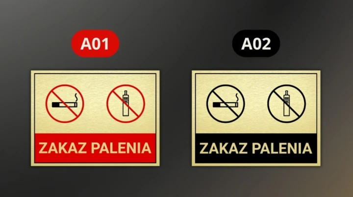 Tabliczka ZAKAZ PALENIA 40x30cm informacyjna złota szczotkowana Druk UV