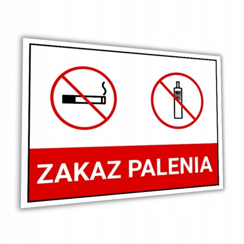 Duża Tabliczka ZAKAZ PALENIA 40x30cm informacyjna PCV 3mm Druk UV piktogram