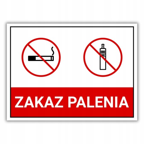 Duża Tabliczka ZAKAZ PALENIA 40x30cm informacyjna PCV 3mm Druk UV piktogram