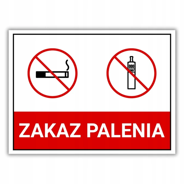 Duża Tabliczka ZAKAZ PALENIA 40x30cm informacyjna PCV 3mm Druk UV piktogram