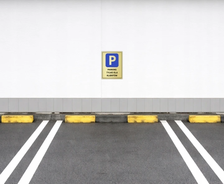 Tabliczka PARKING TYLKO DLA KLIENTÓW 40x30cm złota informacyjna druk UV