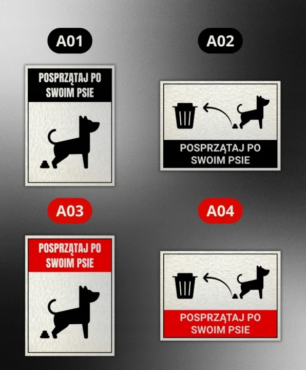 Tabliczka POSPRZĄTAJ PO SWOIM PSIE 40x30cm informacyjna druk UV aluminium