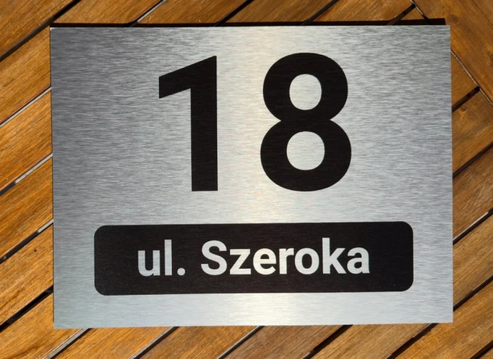 Duża tabliczka adresowa 40x30 cm numer domu nazwa ulicy aluminium + WKRĘTY