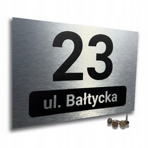 Tabliczka adresowa na dom 30x20 cm numer i nazwa ulicy aluminium UV wkręty
