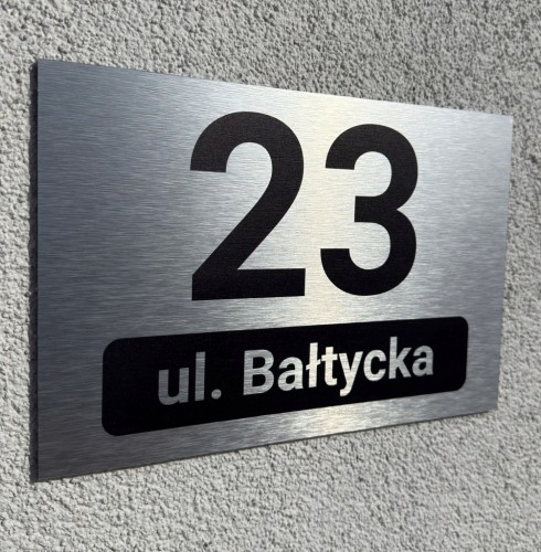 Tabliczka adresowa na dom 30x20 cm numer i nazwa ulicy aluminium UV wkręty