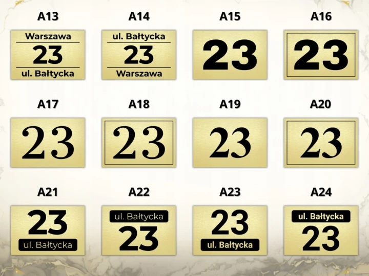 Złota tabliczka adresowa na dom 30x20 numer ulica miasto aluminium ZESTAW