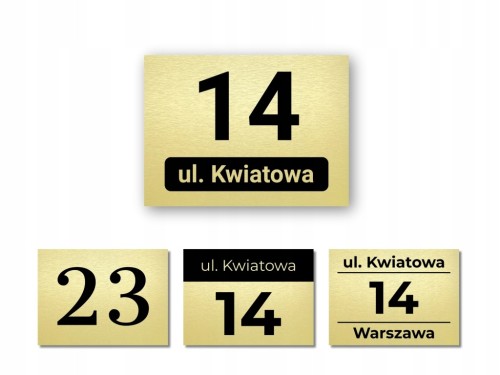 TABLICZKA ADRESOWA Z NUMEREM DOMU 40x30cm DUŻA ZŁOTA PERSONALIZOWANA WKRĘTY