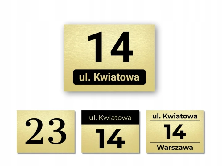 TABLICZKA ADRESOWA Z NUMEREM DOMU 40x30cm DUŻA ZŁOTA PERSONALIZOWANA WKRĘTY