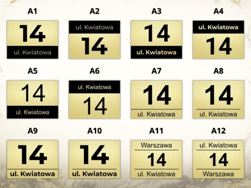 TABLICZKA ADRESOWA Z NUMEREM DOMU 40x30cm DUŻA ZŁOTA PERSONALIZOWANA WKRĘTY