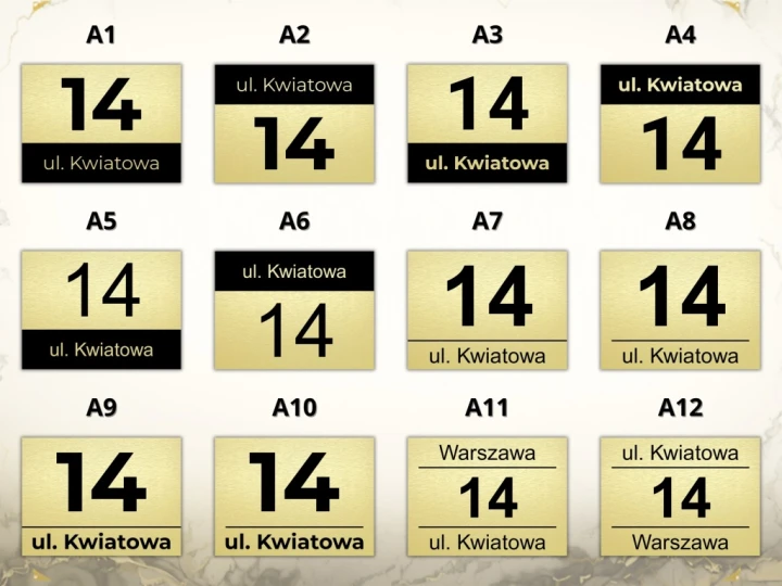 TABLICZKA ADRESOWA Z NUMEREM DOMU 40x30cm DUŻA ZŁOTA PERSONALIZOWANA WKRĘTY