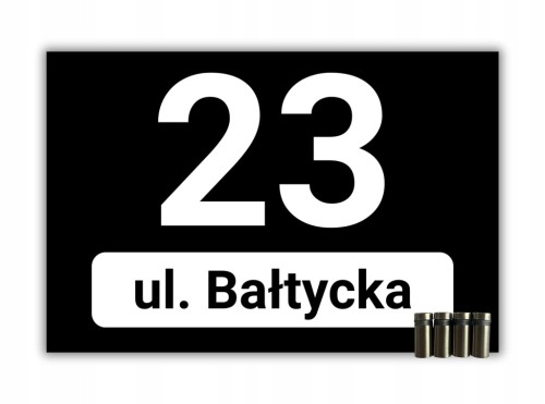 Czarna tabliczka adresowa 30x20 cm nazwa ulicy numer dom aluminium dystanse