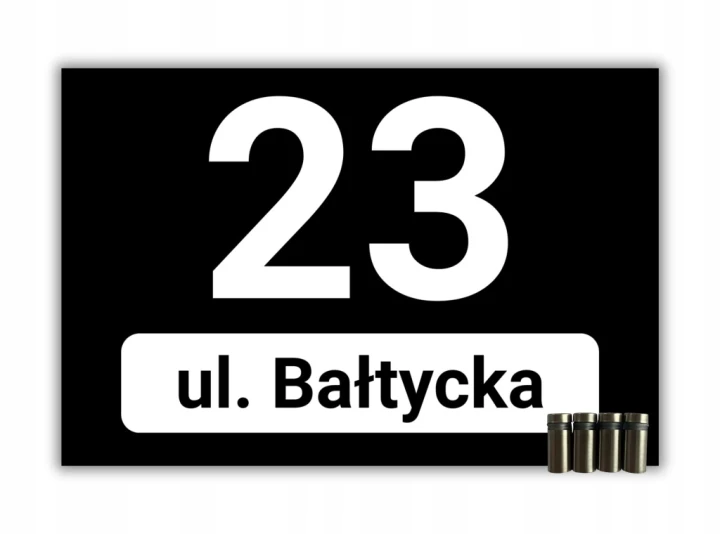 Czarna tabliczka adresowa 30x20 cm nazwa ulicy numer dom aluminium dystanse
