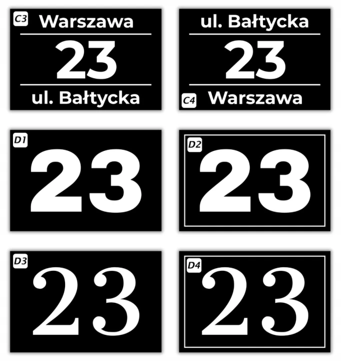 Czarna tabliczka adresowa 30x20 cm nazwa ulicy numer dom aluminium dystanse