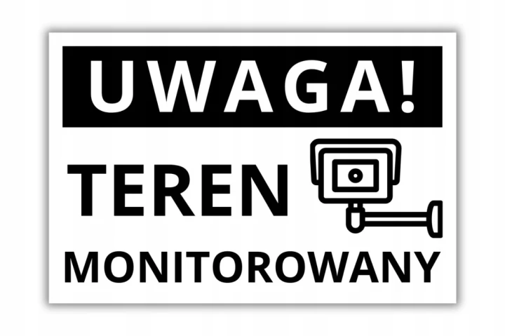 Tabliczka UWAGA TEREN MONITOROWANY 30x20cm PCV informacyjna kamera Druk UV
