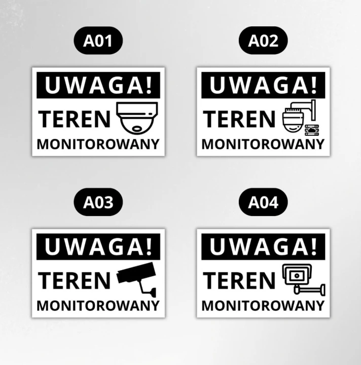 Tabliczka UWAGA TEREN MONITOROWANY 30x20cm PCV informacyjna kamera Druk UV