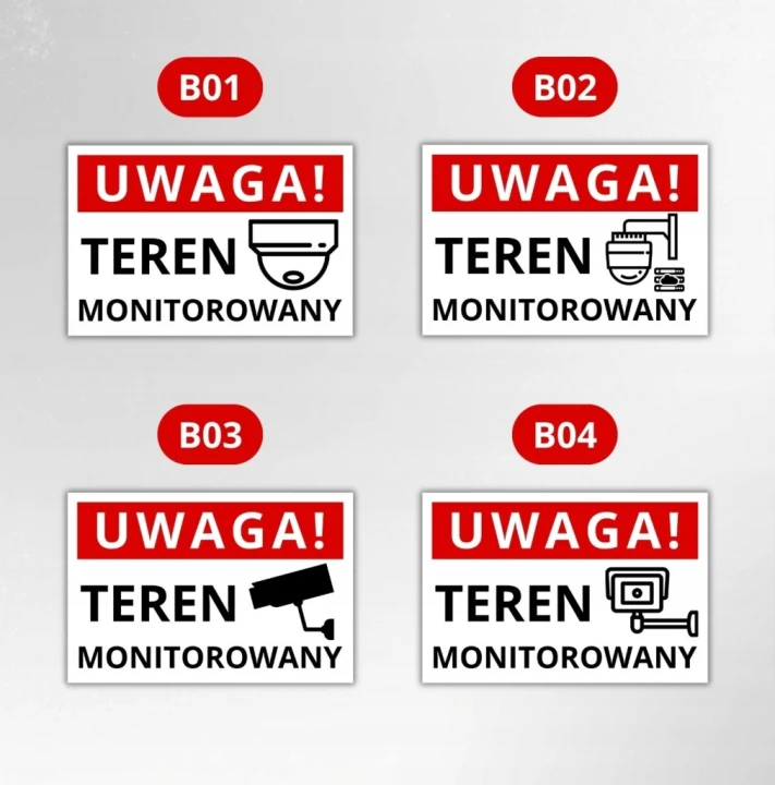 Tabliczka UWAGA TEREN MONITOROWANY 30x20cm PCV informacyjna kamera Druk UV