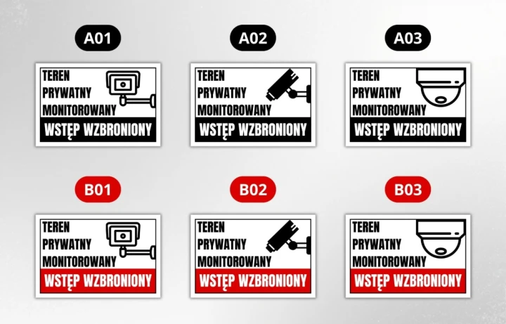 Tabliczka TEREN PRYWATNY MONITOROWANY WSTĘP WZBRONIONY 30x20cm PCV Druk UV