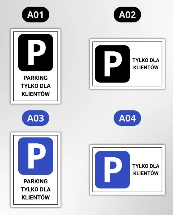 Tabliczka PARKING TYLKO DLA KLIENTÓW 30x20cm PCV 3MM informacyjna druk UV