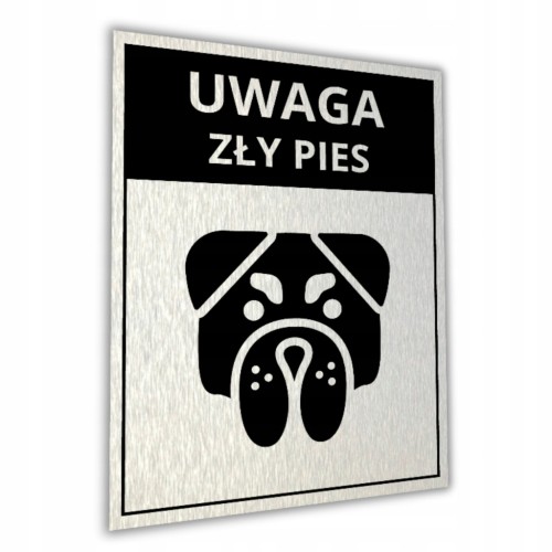 Duża Tabliczka UWAGA ZŁY PIES 40x30cm informacyjna druk UV aluminium