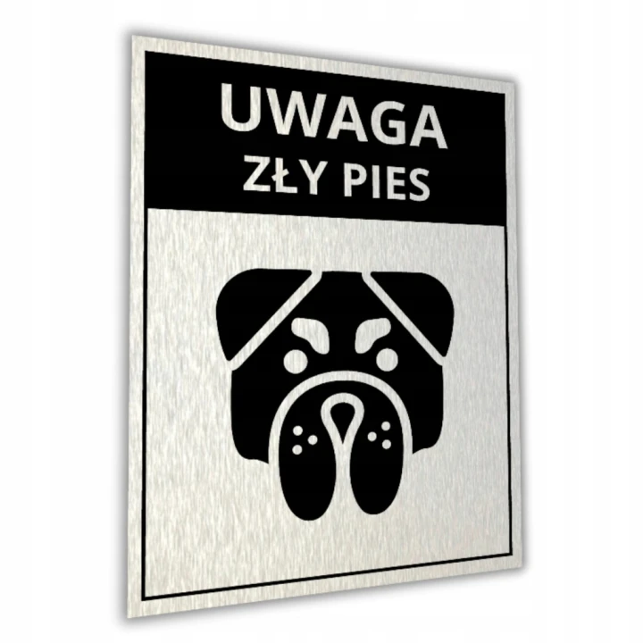 Duża Tabliczka UWAGA ZŁY PIES 40x30cm informacyjna druk UV aluminium