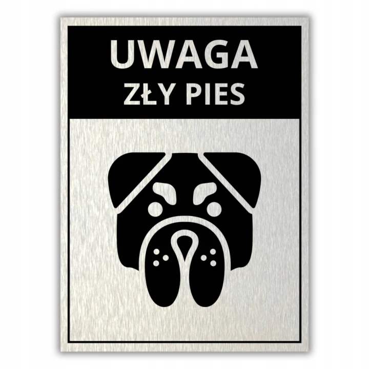 Duża Tabliczka UWAGA ZŁY PIES 40x30cm informacyjna druk UV aluminium
