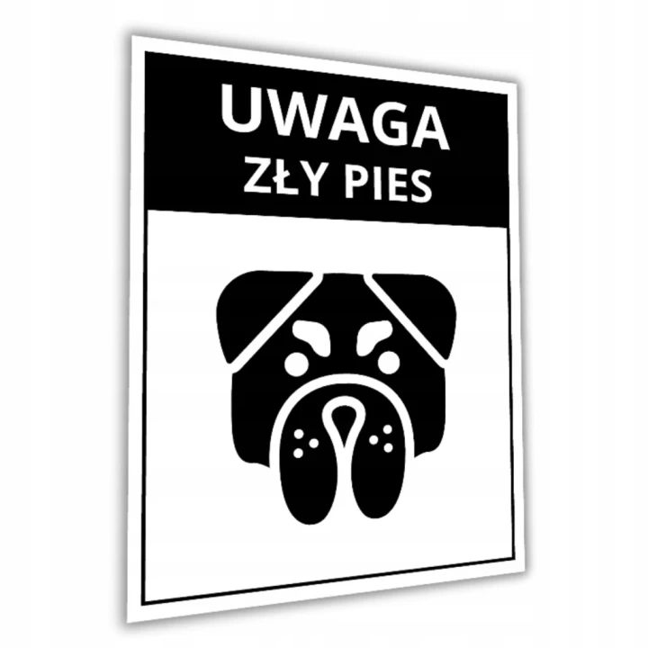 Duża Tabliczka UWAGA ZŁY PIES 40x30cm PCV 3MM informacyjna druk UV