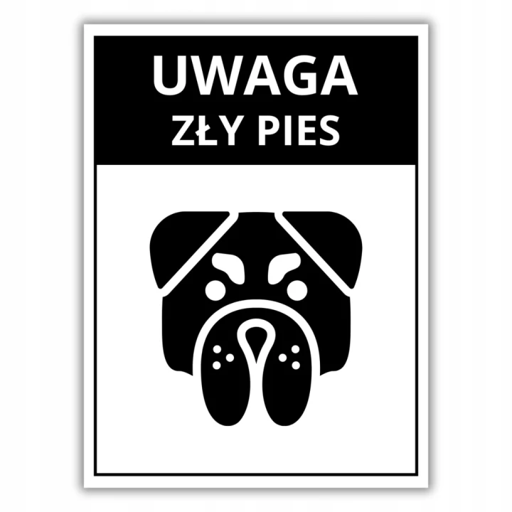 Duża Tabliczka UWAGA ZŁY PIES 40x30cm PCV 3MM informacyjna druk UV